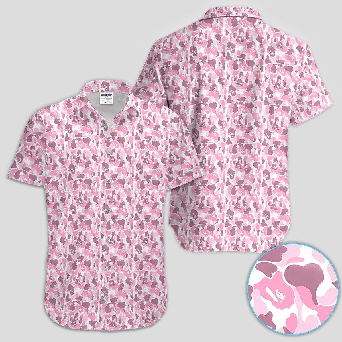 Pink Camouflage Pattern Golf Shirt, Pink Camo Golf Shirt For Men, Stylish Golf Gift
