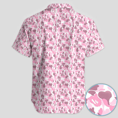 Pink Camouflage Pattern Golf Shirt, Pink Camo Golf Shirt For Men, Stylish Golf Gift