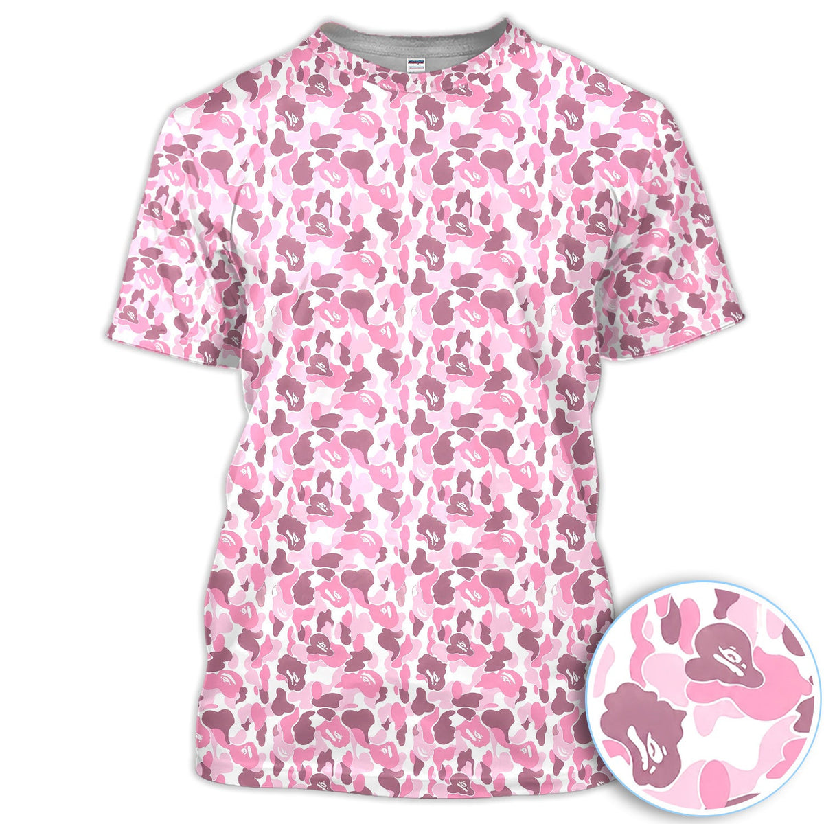 Pink Camouflage Pattern Golf Shirt, Pink Camo Golf Shirt For Men, Stylish Golf Gift