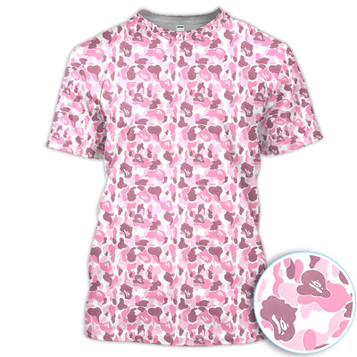 Pink Camouflage Pattern Golf Shirt, Pink Camo Golf Shirt For Men, Stylish Golf Gift