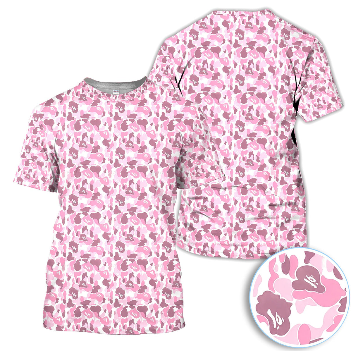 Pink Camouflage Pattern Golf Shirt, Pink Camo Golf Shirt For Men, Stylish Golf Gift