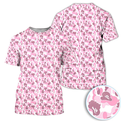 Pink Camouflage Pattern Golf Shirt, Pink Camo Golf Shirt For Men, Stylish Golf Gift