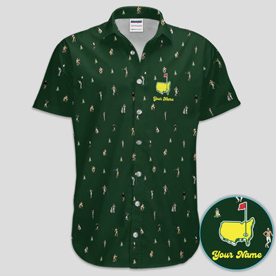 Personalized Mini Golfer Pattern Golf Shirt, Custom Golfer Golf Shirt For Men, Golfer Gift