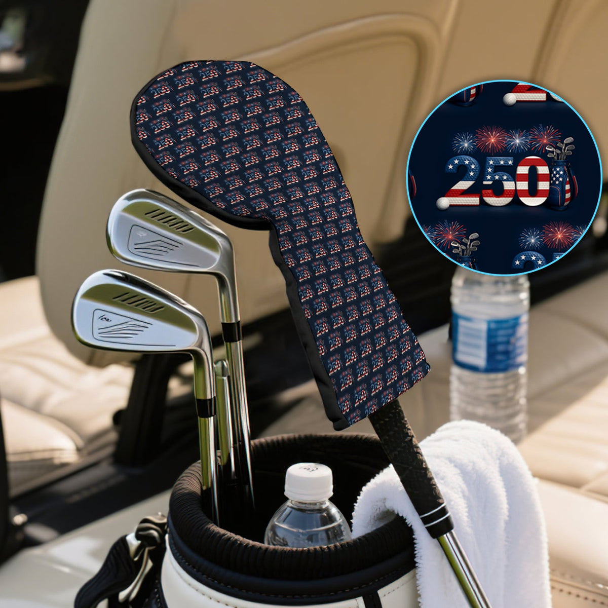 USA 250 Anniversary Patriotic Seamless Pattern Golf Headcovers For Men, Crazy Golf Head Cover, Golf Gift For Men