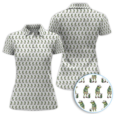 Funny Frog Pattern Golf Shirt For Men, Crazy Golf Polos, Golf Gift For Golfer