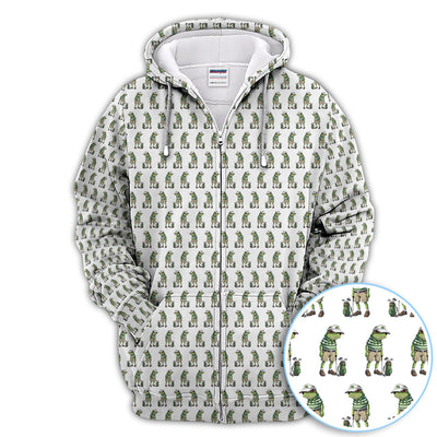 Funny Frog Pattern Golf Shirt For Men, Crazy Golf Polos, Golf Gift For Golfer