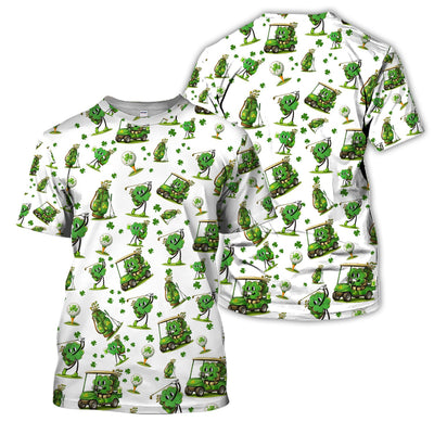 Funny Irish Clover Pattern Golf Polos, St. Patrick’s Day Golf Shirt For Men, Golf Gift For Golfer