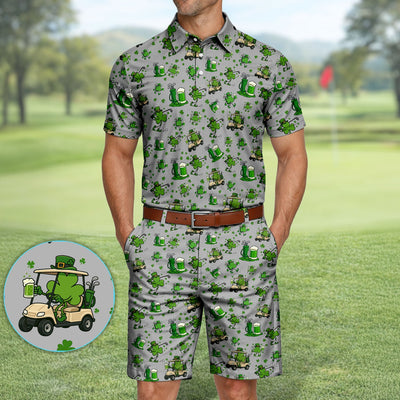 St. Patrick’s Day Pattern Golf Set, Funny Irish Golf Cart Set, Lucky Shamrock Golf Set For Men