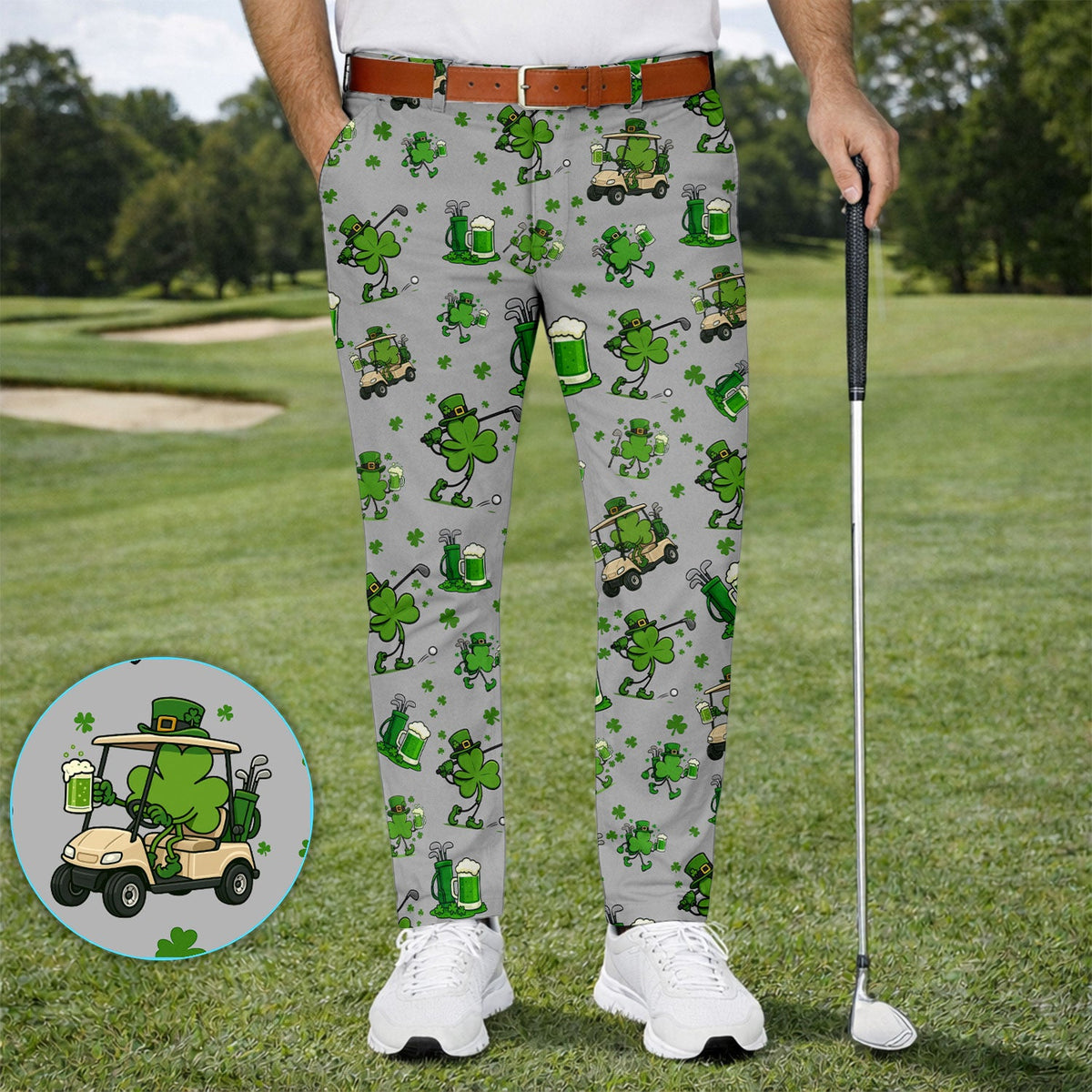 St. Patrick’s Day Pattern Golf Set, Funny Irish Golf Cart Set, Lucky Shamrock Golf Set For Men