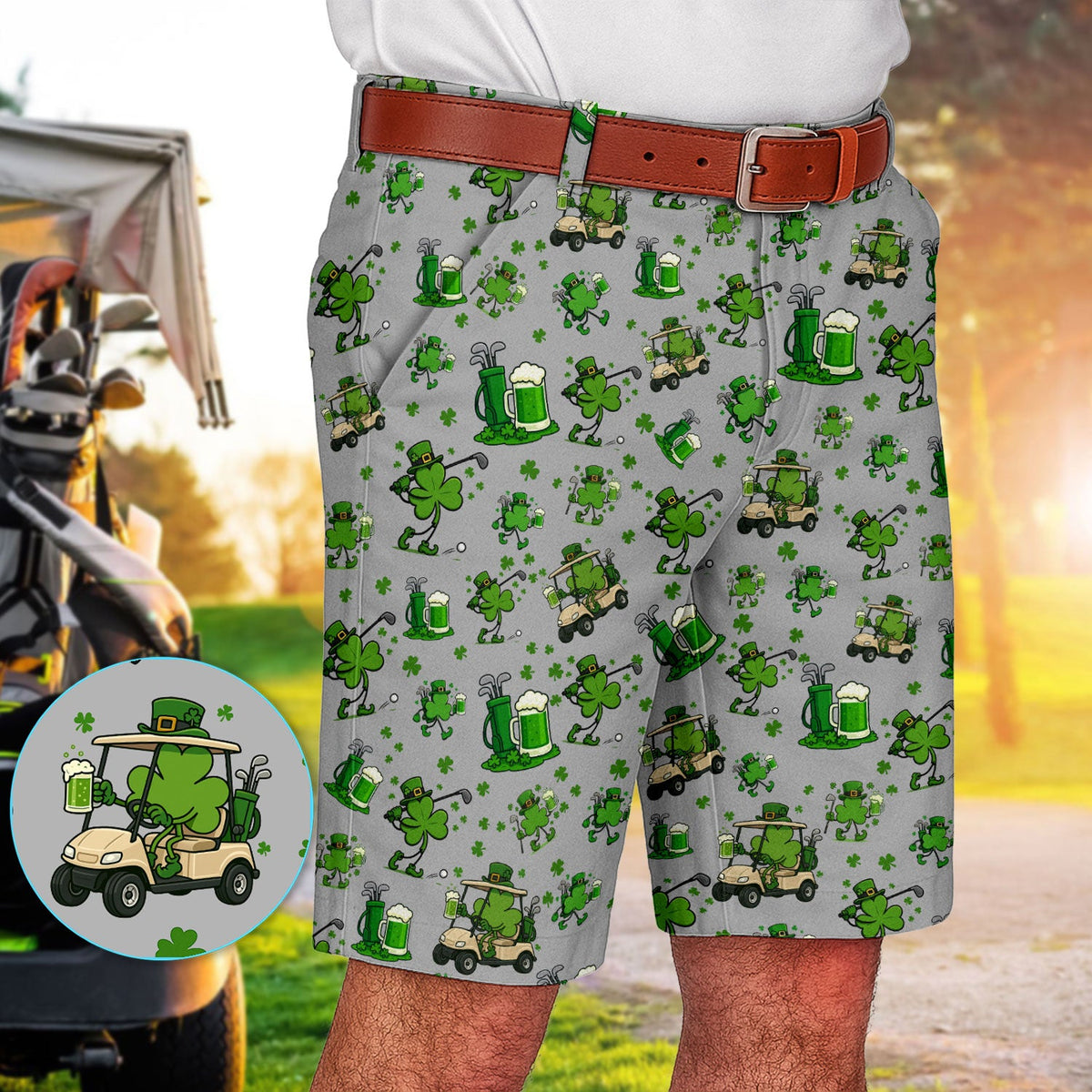 St. Patrick’s Day Pattern Golf Set, Funny Irish Golf Cart Set, Lucky Shamrock Golf Set For Men