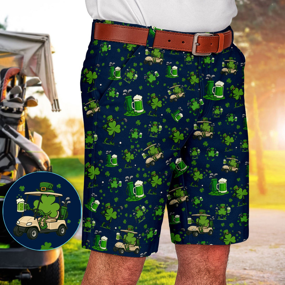 St. Patrick’s Day Pattern Golf Set, Funny Irish Golf Cart Set, Lucky Shamrock Golf Set For Men