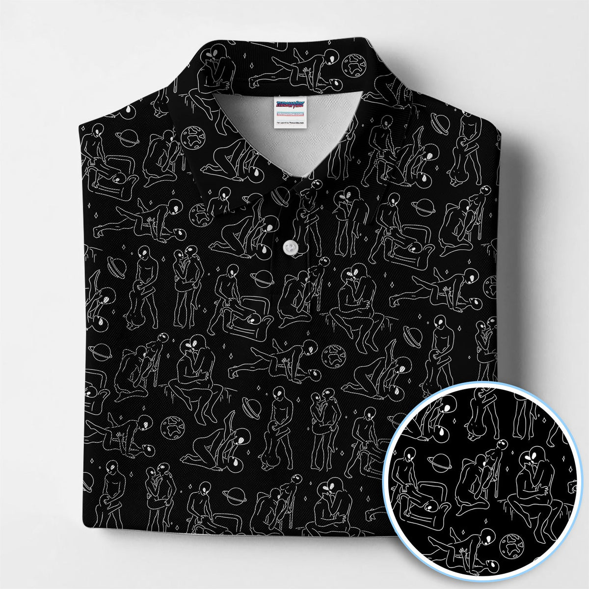 Minimalist Line Art Human Pattern Golf Polos, Funny Golf Shirt For Men, Crazy Golf Gift For Golfer