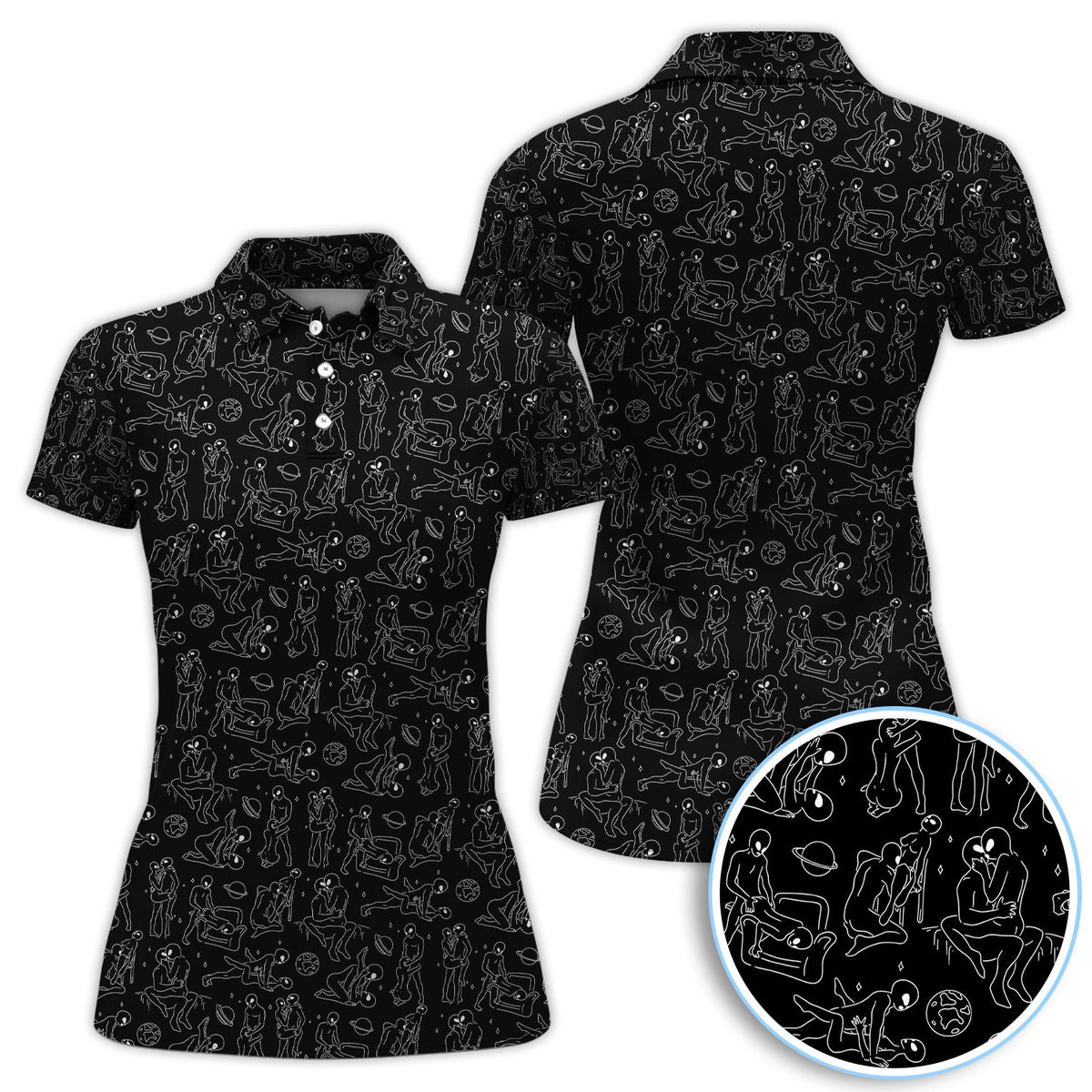 Minimalist Line Art Human Pattern Golf Polos, Funny Golf Shirt For Men, Crazy Golf Gift For Golfer