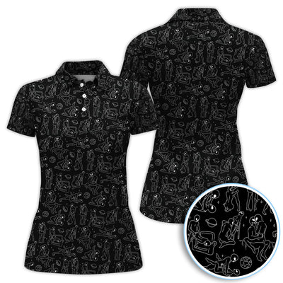 Minimalist Line Art Human Pattern Golf Polos, Funny Golf Shirt For Men, Crazy Golf Gift For Golfer