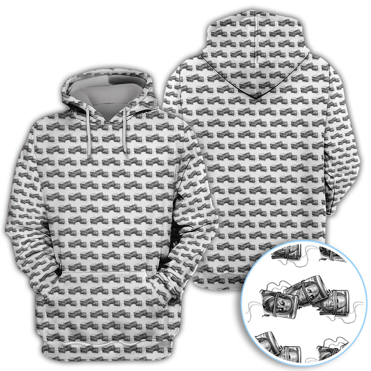 Funny Money Stack Pattern Polos, Crazy Golf Shirt For Men, Golf Gift For Golfer