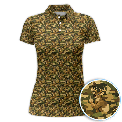Deer Camo Pattern Golf Shirt, Crazy Golf Polos For Men, Golf Gift For Hunter