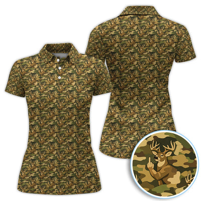 Deer Camo Pattern Golf Shirt, Crazy Golf Polos For Men, Golf Gift For Hunter
