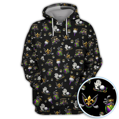 Mardi Gras Pattern Golf Shirt For Men, Funny Golf Polos, Crazy Golf Gift For Golfer