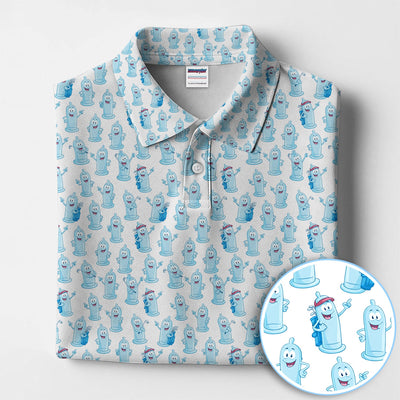 Funny Pattern Golf Polos, Light Blue Golf Shirt For Golfer, Golf Gift For Men