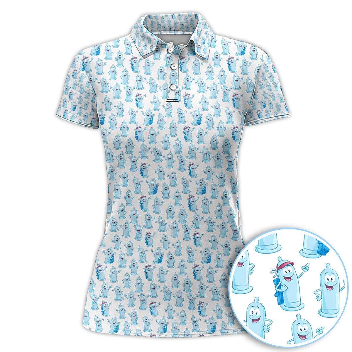 Funny Pattern Golf Polos, Light Blue Golf Shirt For Golfer, Golf Gift For Men