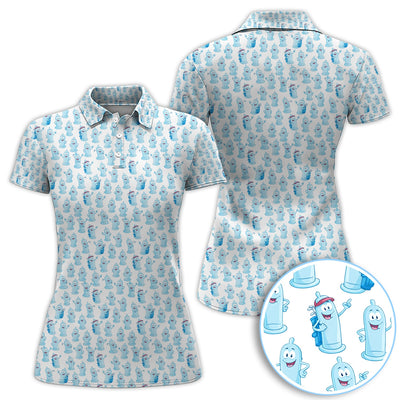 Funny Pattern Golf Polos, Light Blue Golf Shirt For Golfer, Golf Gift For Men
