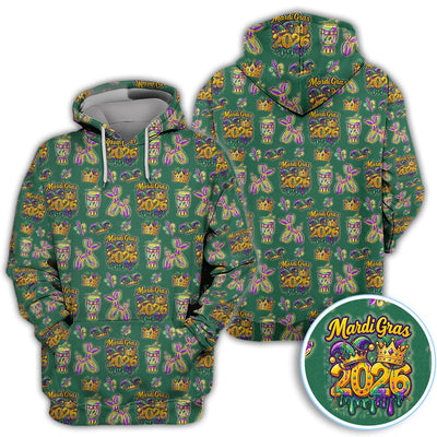 Mardi Gras 2026 Golf Polos For Golfer, Festive Crown Mask Pattern Golf Shirt, Golf Gift For Men
