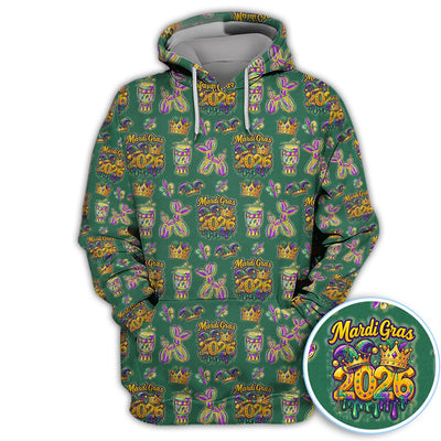 Mardi Gras 2026 Golf Polos For Golfer, Festive Crown Mask Pattern Golf Shirt, Golf Gift For Men