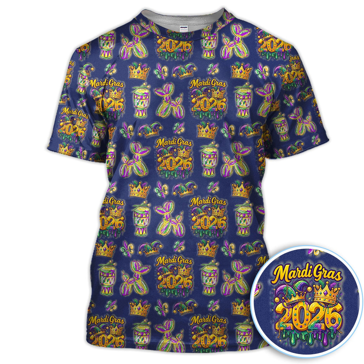 Mardi Gras 2026 Golf Polos For Golfer, Festive Crown Mask Pattern Golf Shirt, Golf Gift For Men