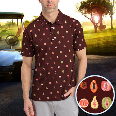 Fruits Abstract Pattern Golf Shirt, Crazy Golf Polos For Golfer, Golf Gift For Men