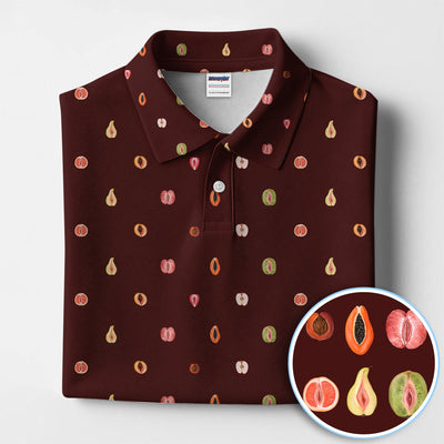 Fruits Abstract Pattern Golf Shirt, Crazy Golf Polos For Golfer, Golf Gift For Men