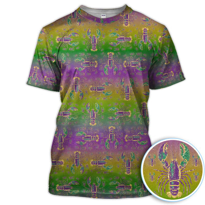 Louisiana Crawfish Pattern Golf Shirt, Mardi Gras Golf Polos For Golfer