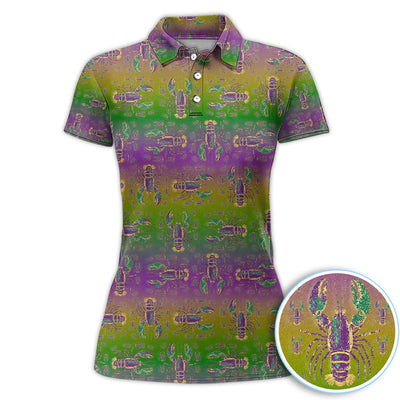 Louisiana Crawfish Pattern Golf Shirt, Mardi Gras Golf Polos For Golfer