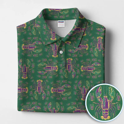 Louisiana Crawfish Pattern Golf Shirt, Mardi Gras Golf Polos For Golfer
