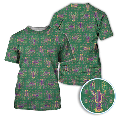 Louisiana Crawfish Pattern Golf Shirt, Mardi Gras Golf Polos For Golfer
