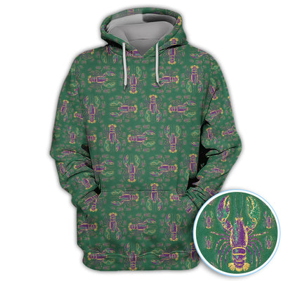 Louisiana Crawfish Pattern Golf Shirt, Mardi Gras Golf Polos For Golfer
