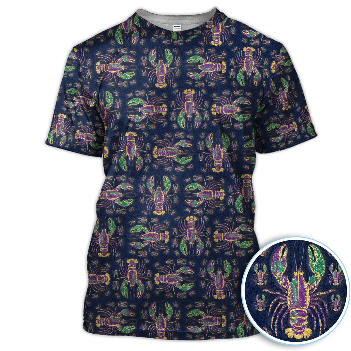 Louisiana Crawfish Pattern Golf Shirt, Mardi Gras Golf Polos For Golfer