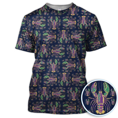 Louisiana Crawfish Pattern Golf Shirt, Mardi Gras Golf Polos For Golfer