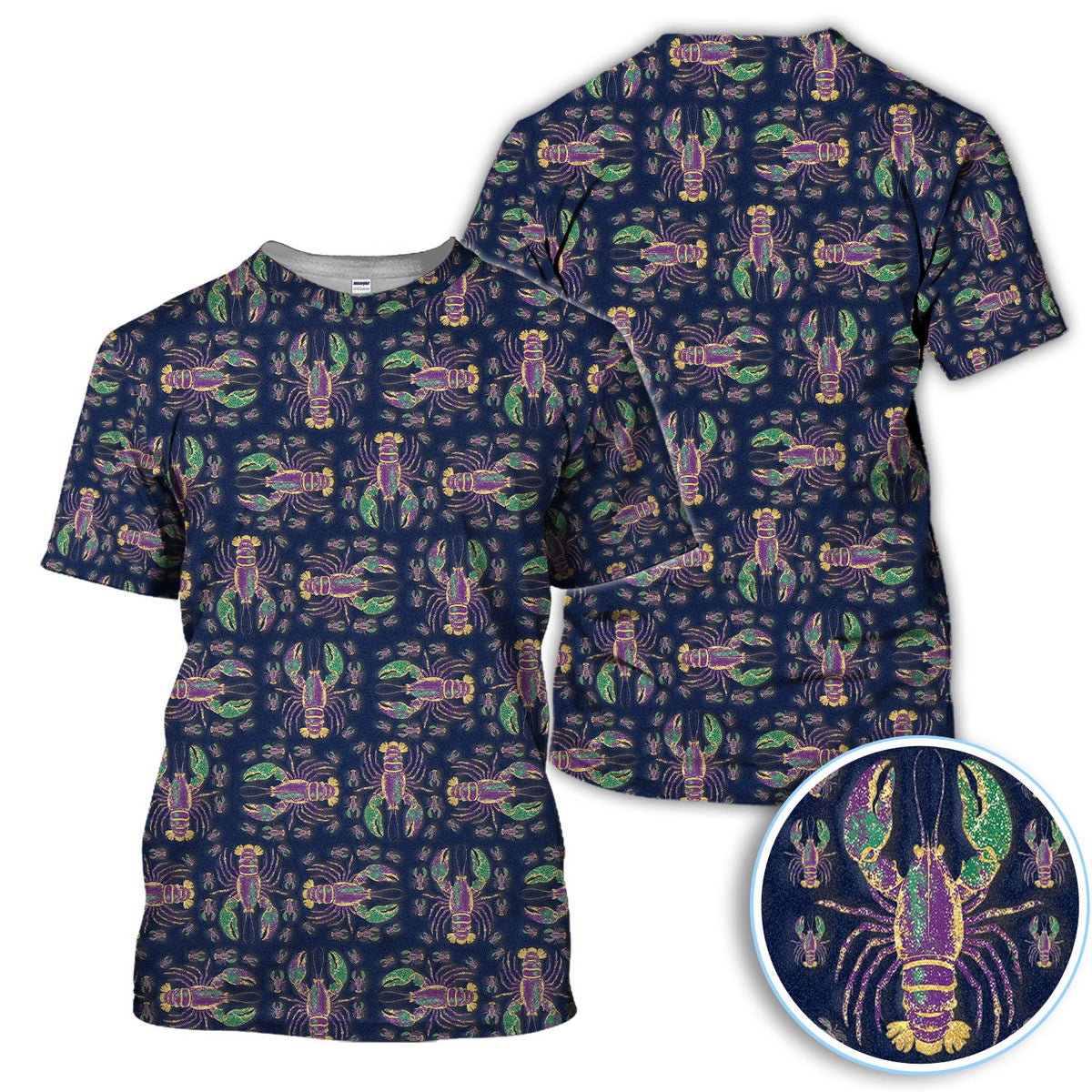 Louisiana Crawfish Pattern Golf Shirt, Mardi Gras Golf Polos For Golfer