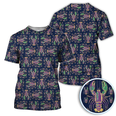 Louisiana Crawfish Pattern Golf Shirt, Mardi Gras Golf Polos For Golfer