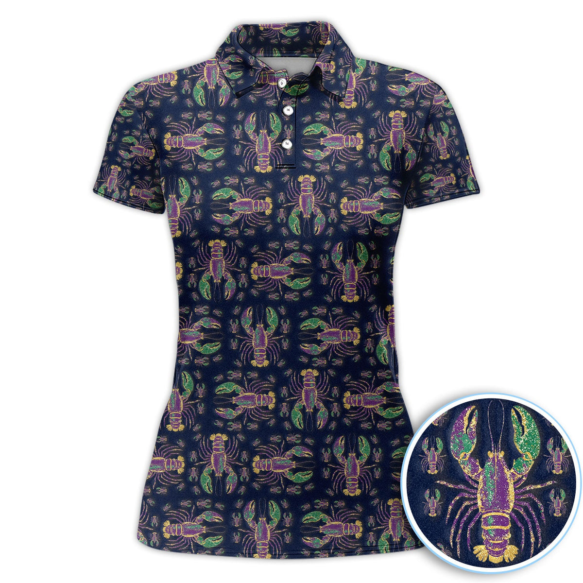 Louisiana Crawfish Pattern Golf Shirt, Mardi Gras Golf Polos For Golfer