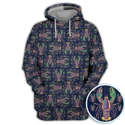 Louisiana Crawfish Pattern Golf Shirt, Mardi Gras Golf Polos For Golfer