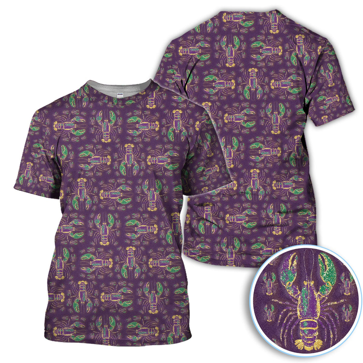 Louisiana Crawfish Pattern Golf Shirt, Mardi Gras Golf Polos For Golfer
