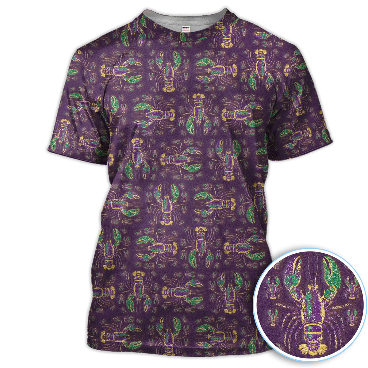 Louisiana Crawfish Pattern Golf Shirt, Mardi Gras Golf Polos For Golfer