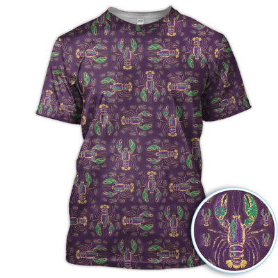 Louisiana Crawfish Pattern Golf Shirt, Mardi Gras Golf Polos For Golfer