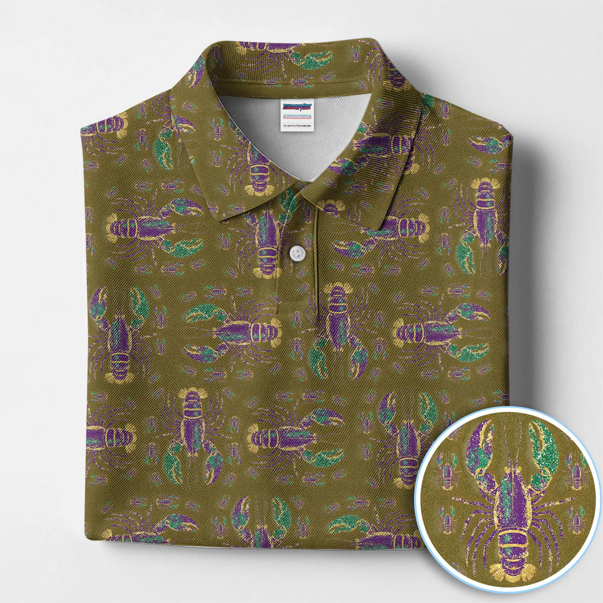 Louisiana Crawfish Pattern Golf Shirt, Mardi Gras Golf Polos For Golfer