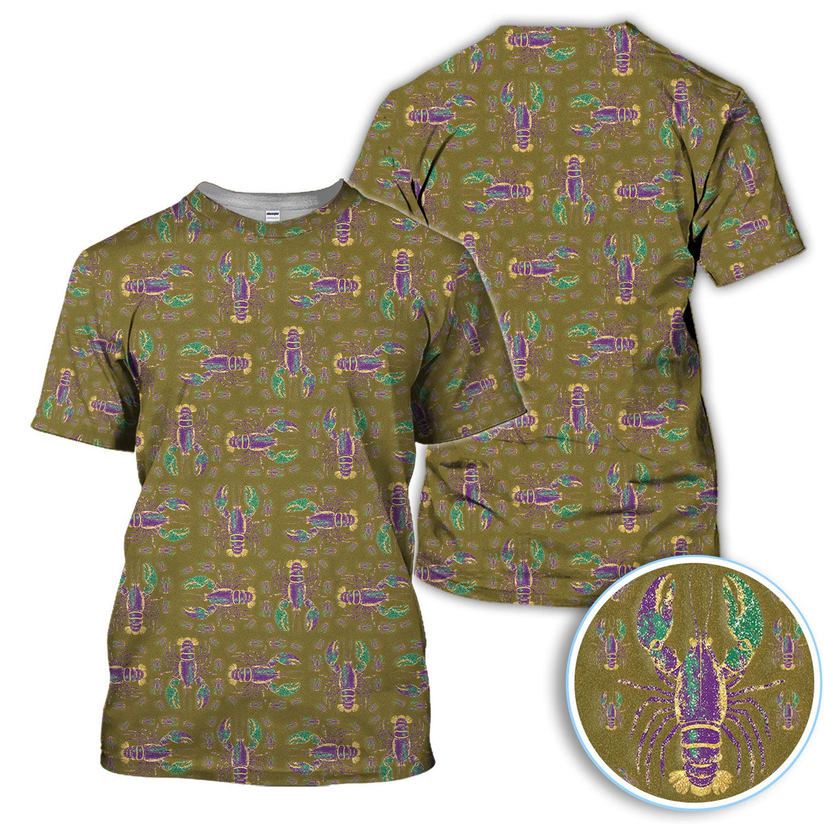 Louisiana Crawfish Pattern Golf Shirt, Mardi Gras Golf Polos For Golfer