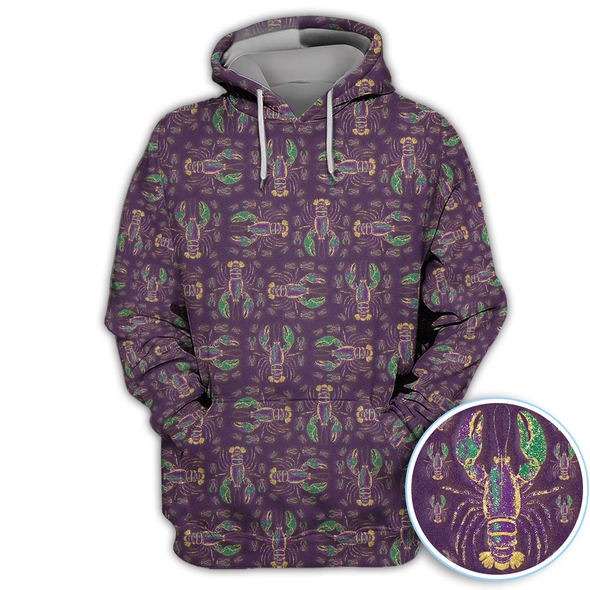 Louisiana Crawfish Pattern Golf Shirt, Mardi Gras Golf Polos For Golfer