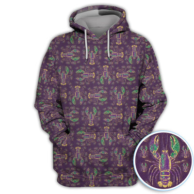 Louisiana Crawfish Pattern Golf Shirt, Mardi Gras Golf Polos For Golfer