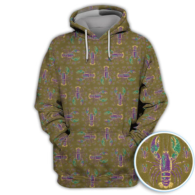 Louisiana Crawfish Pattern Golf Shirt, Mardi Gras Golf Polos For Golfer