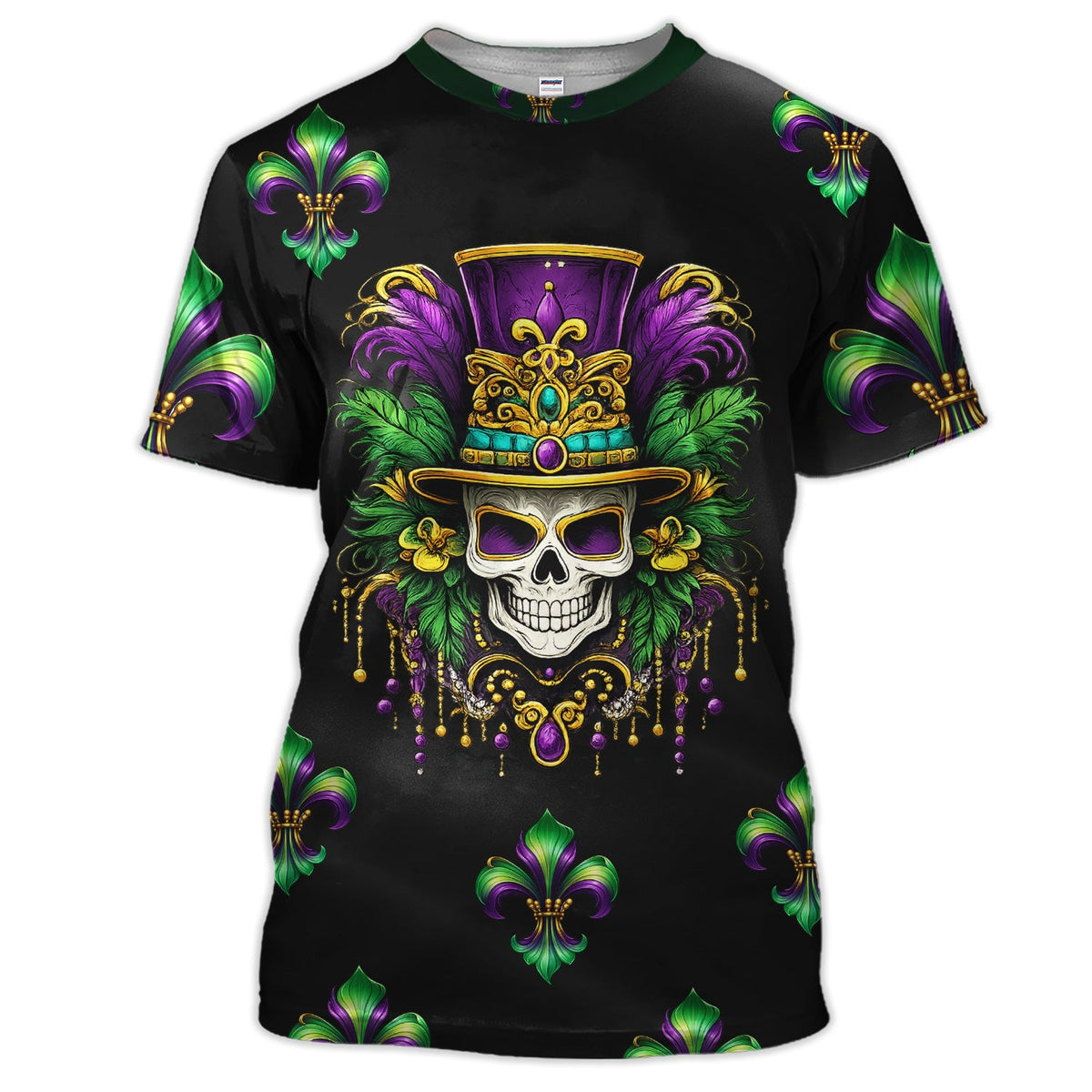 Mardi Gras Mask Skull Pattern Golf Shirt, Carnival Golf Polos For Men, Golf Gift For Golfer